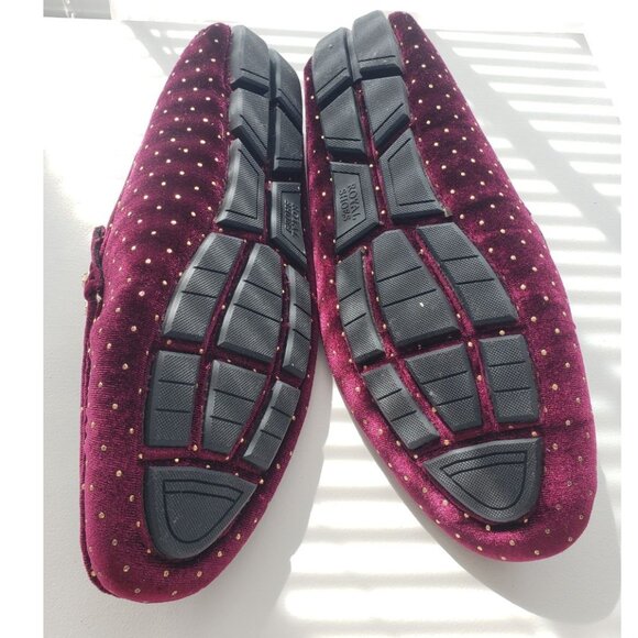 Mens Royal Loafers Velvet Shoes Burgundy and Gold Size 9 - Picture 2 of 10